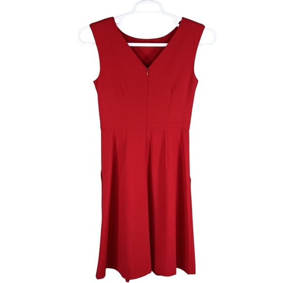 Calvin Klein Women 2 Little Red Dress Sleeveless Pockets Fit & Flare Career Wear - Picture 3 of 16